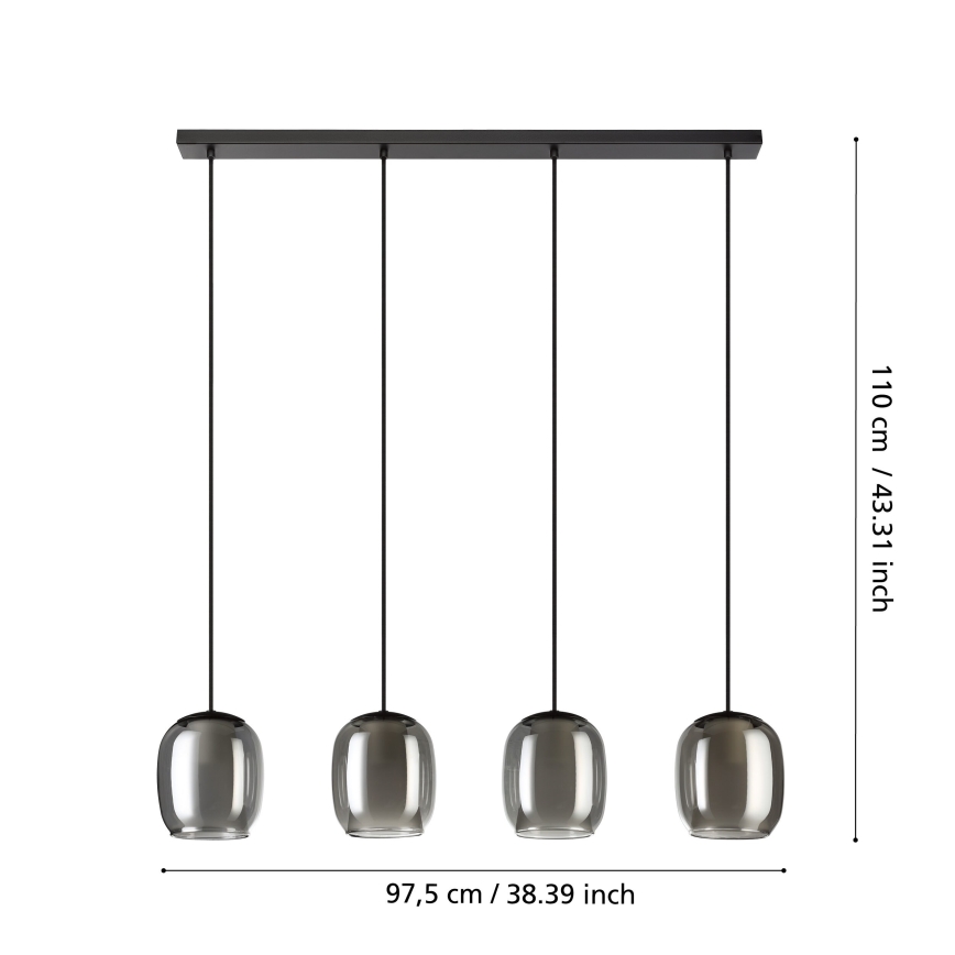 Lustră pe cablu Eglo 4xE27/28W/230V gri