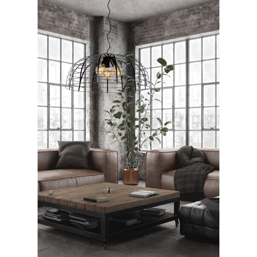 Lustră pe cablu ELODIE 3xE27/40W/230V neagră Lucide 45449/76/30