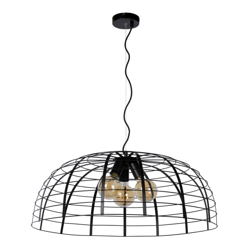 Lustră pe cablu ELODIE 3xE27/40W/230V neagră Lucide 45449/76/30