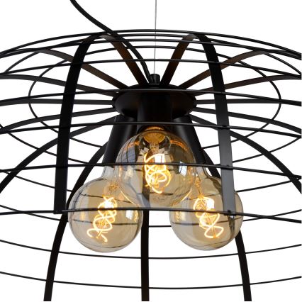 Lustră pe cablu ELODIE 3xE27/40W/230V neagră Lucide 45449/76/30