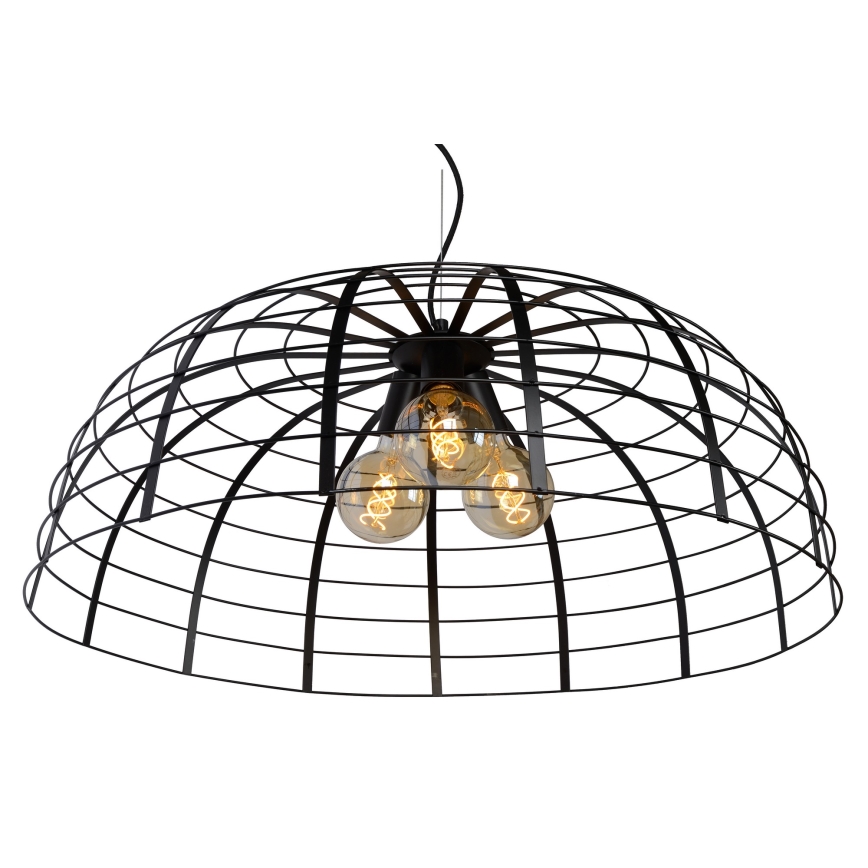 Lustră pe cablu ELODIE 3xE27/40W/230V neagră Lucide 45449/76/30