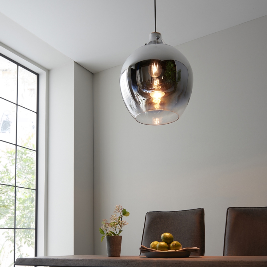 Lustră pe cablu Endon 96442 PANTHER 1xE27/10W/230V crom lucios/fumuriu