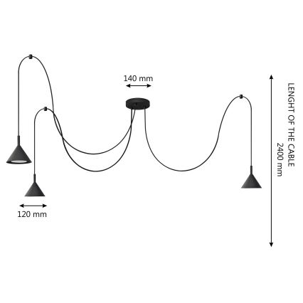 Lustră pe cablu ETNA LONG 3xGX53/10W/230V negru