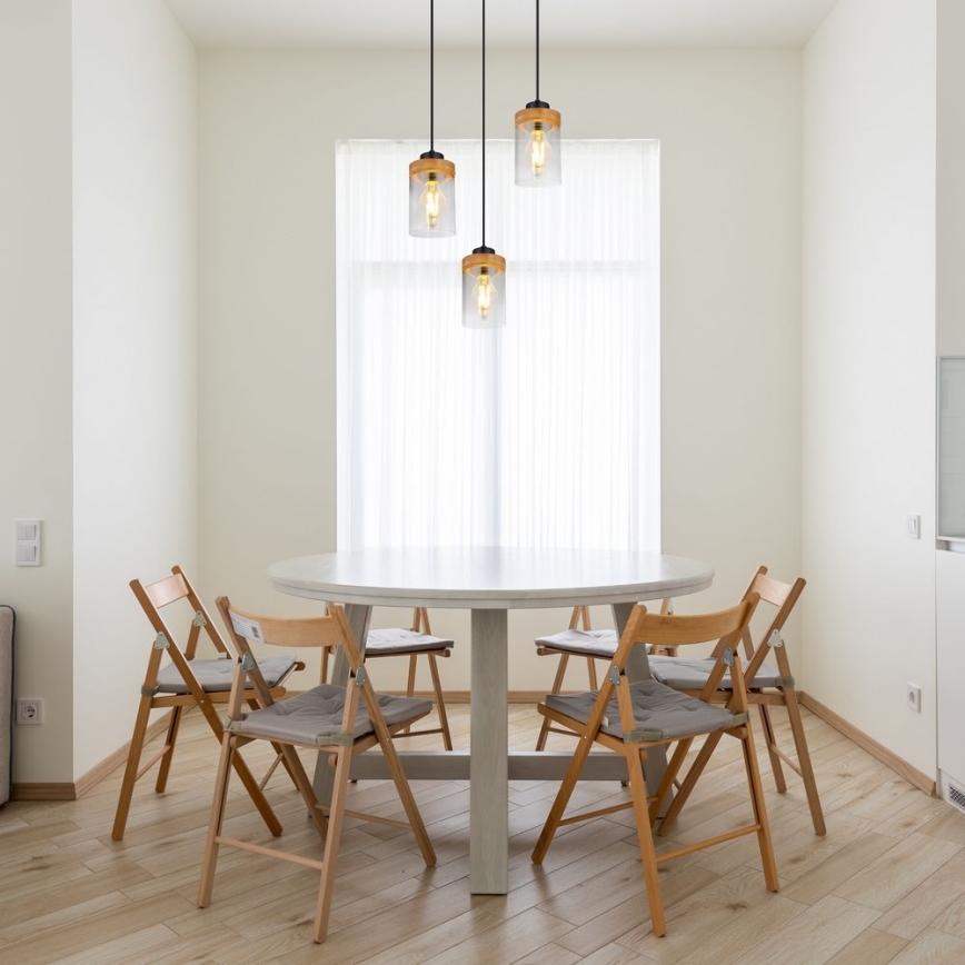 Lustră pe cablu 3xE27/40W/230V metal/lemn Globo