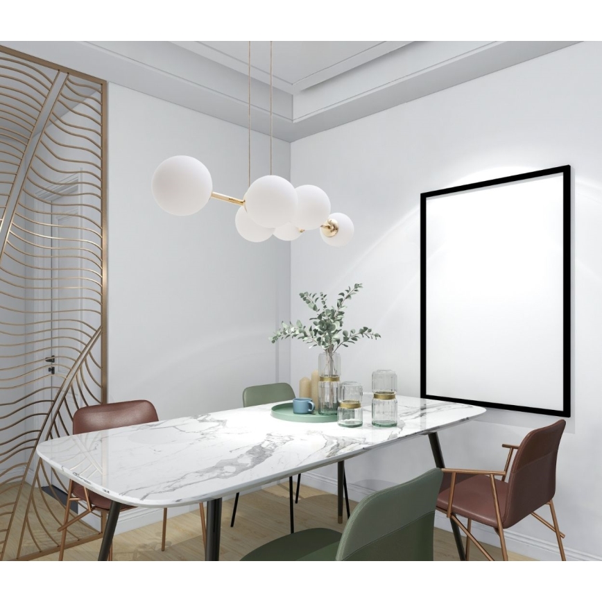 Lustră pe cablu FIRA 5xE27/60W/230V auriu