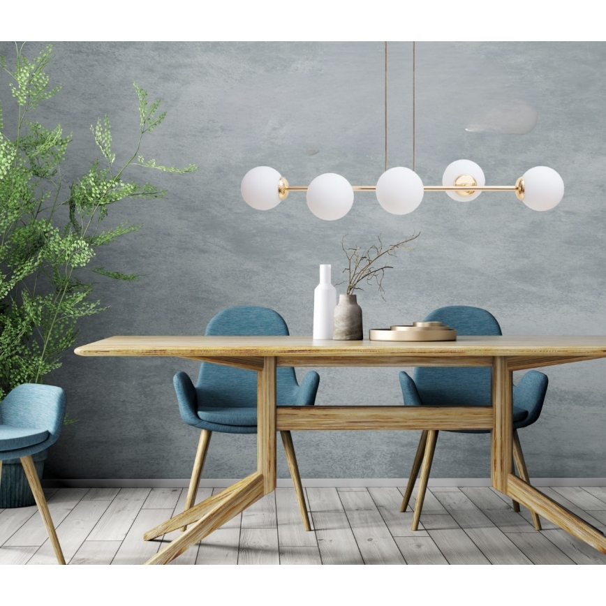 Lustră pe cablu FIRA 5xE27/60W/230V auriu