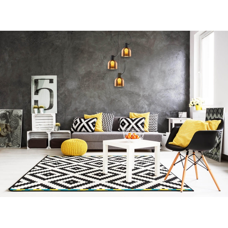 Lustră cablu FIRE 3xE27/9W/230V maro/neagră 