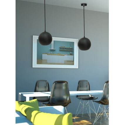 Lustră pe cablu FLEN 1xE27/40W/230V d. 20 cm neagră