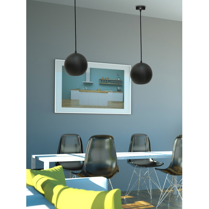 Lustră pe cablu FLEN 1xE27/40W/230V d. 20 cm neagră