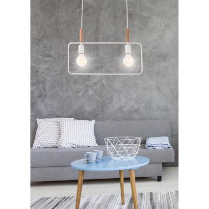 Lustră pe cablu FRAME 2xE27/60W/230V alb
