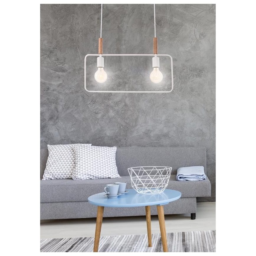 Lustră pe cablu FRAME 2xE27/60W/230V alb
