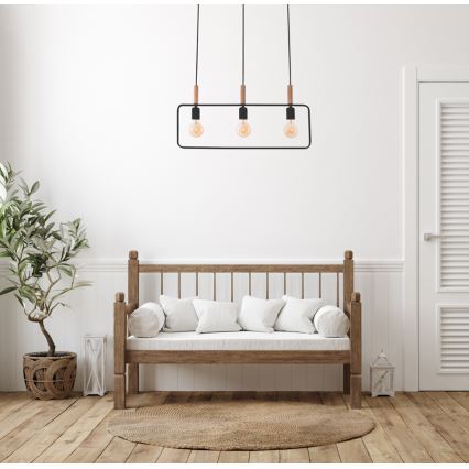 Lustră pe cablu FRAME 3xE27/60W/230V negru