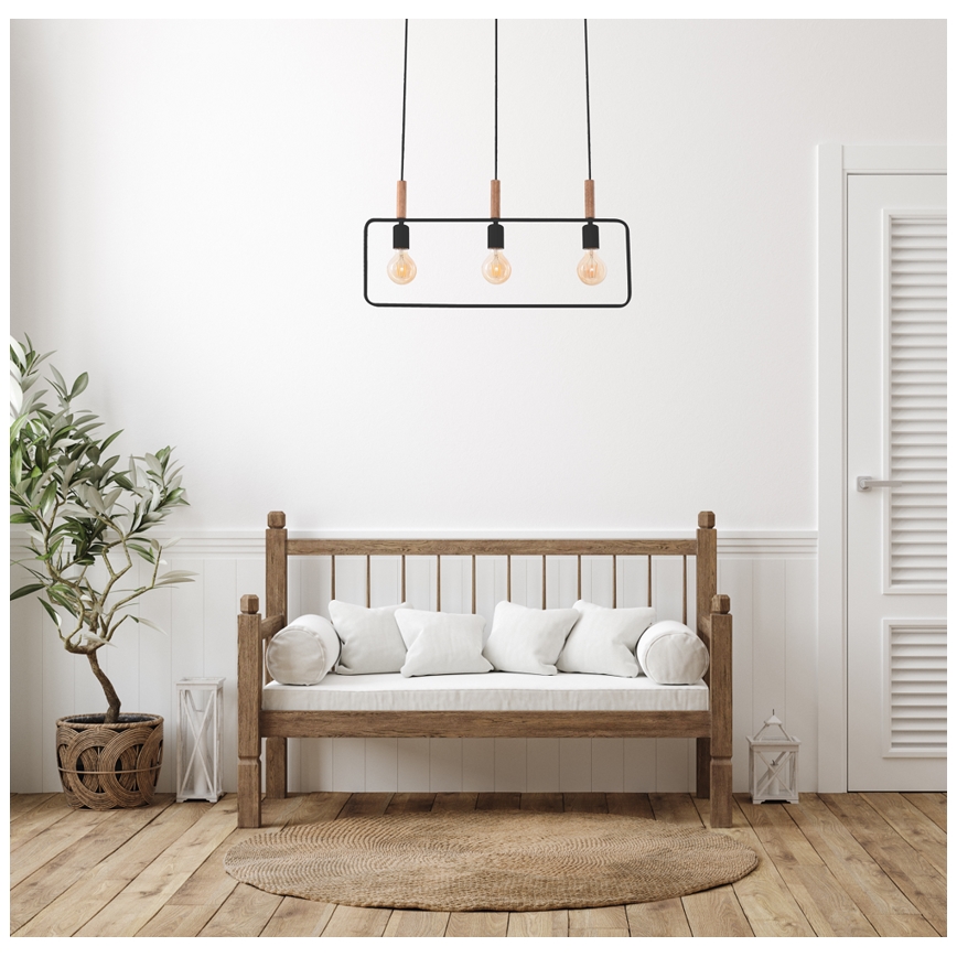Lustră pe cablu FRAME 3xE27/60W/230V negru