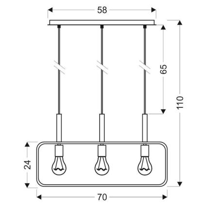 Lustră pe cablu FRAME 3xE27/60W/230V negru