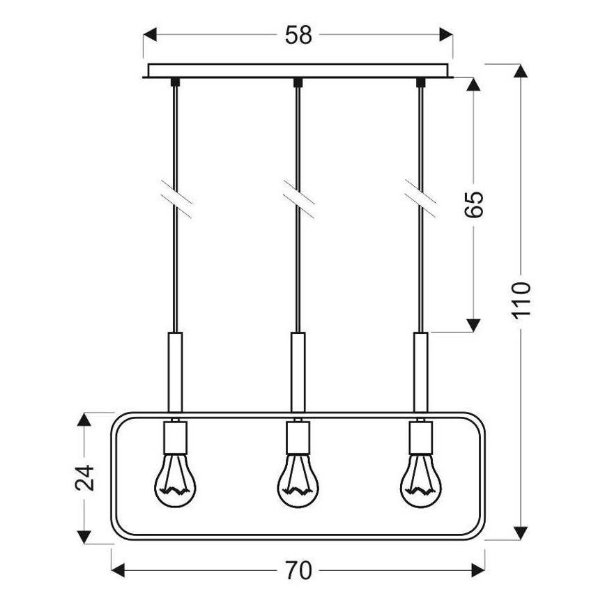 Lustră pe cablu FRAME 3xE27/60W/230V negru