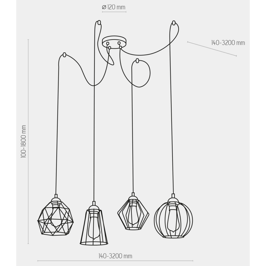 Lustră pe cablu GALAXY 4xE27/60W/230V