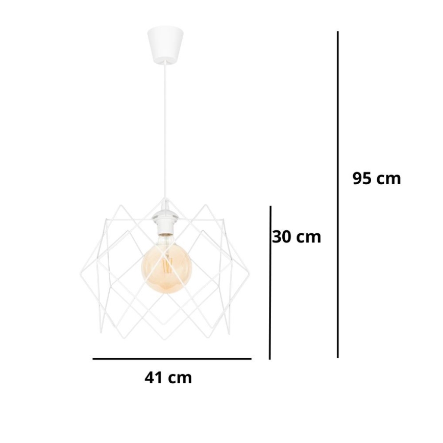 Lustră pe cablu GALL 1xE27/60W/230V alb