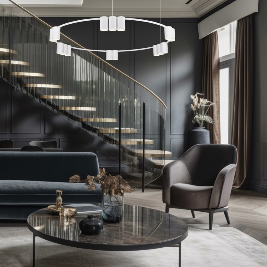 Lustră pe cablu GENESIS 15xGU10/8W/230V alb