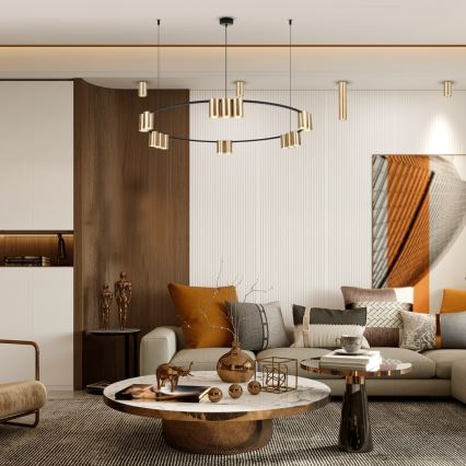 Lustră pe cablu GENESIS 15xGU10/8W/230V auriu