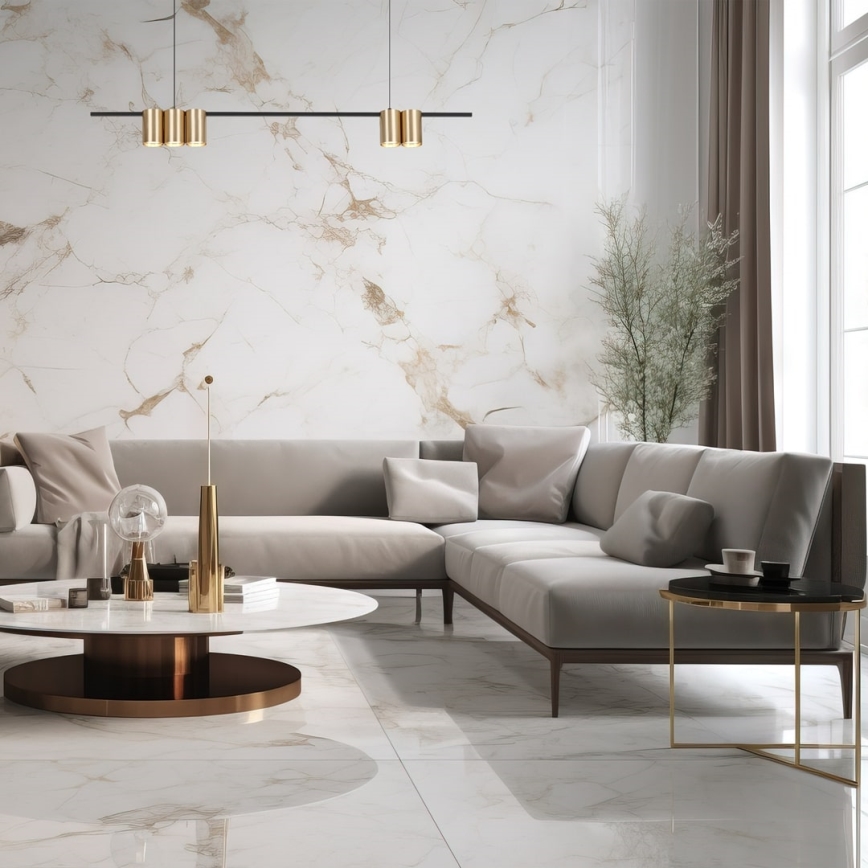 Lustră pe cablu GENESIS 5xGU10/8W/230V auriu