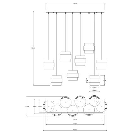 Lustră pe cablu Globo 8xE27/60W/230V
