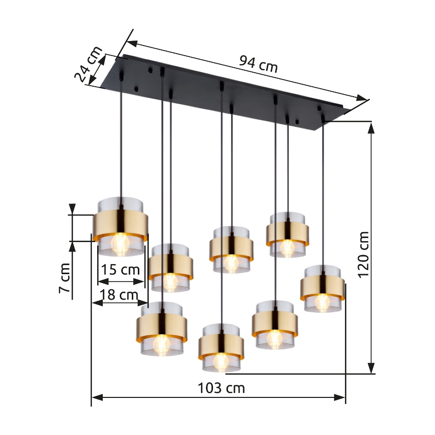 Lustră pe cablu Globo 8xE27/60W/230V
