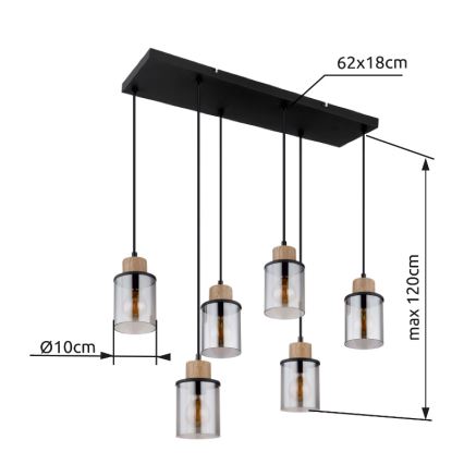 Lustră pe cablu Globo 6xE27/15W/230V