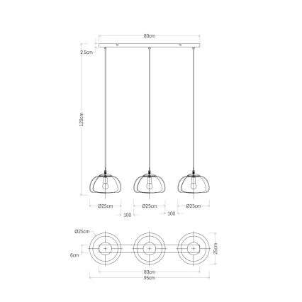 Lustră pe cablu Globo 3xE14/40W/230V