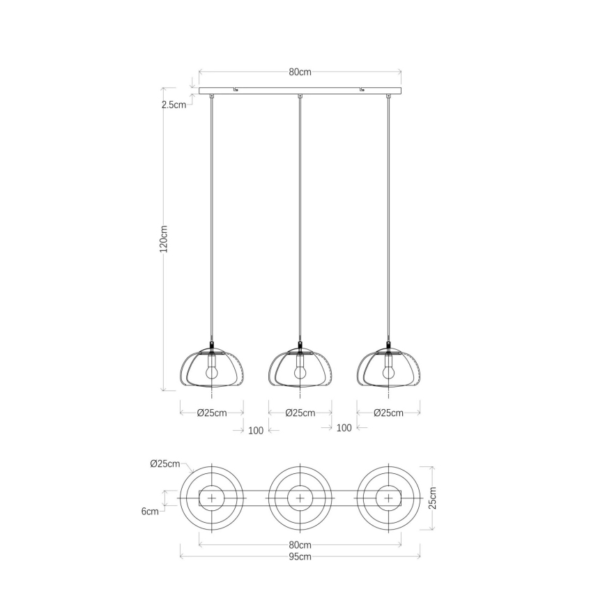 Lustră pe cablu Globo 3xE14/40W/230V