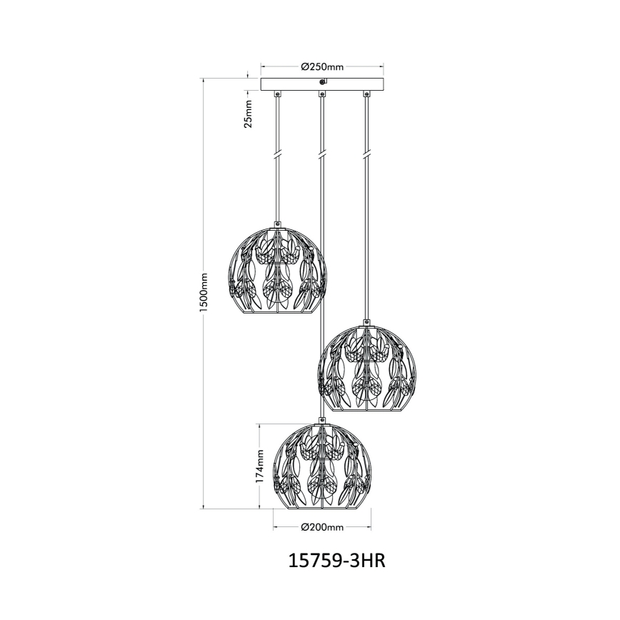 Lustră pe cablu Globo 3xE27/40W/230V d. 41 cm
