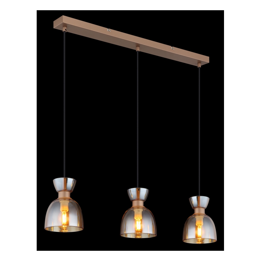 Lustră pe cablu Globo 3xE14/40W/230V maro/fumuriu