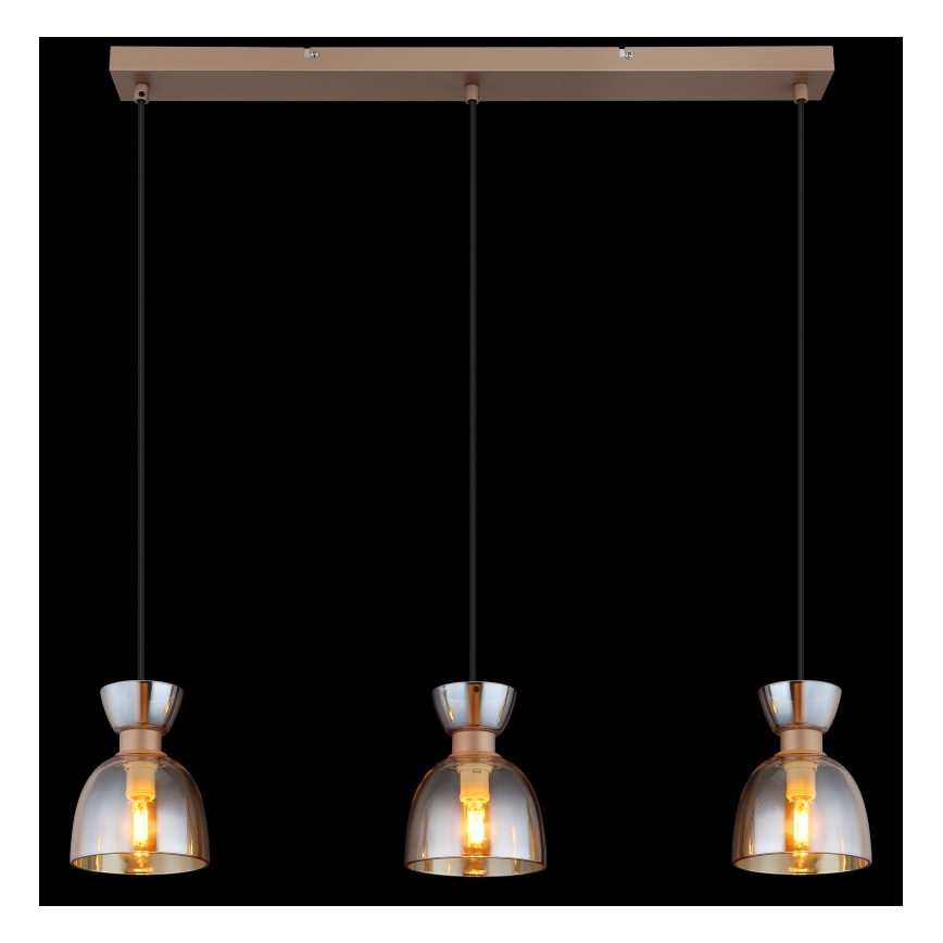 Lustră pe cablu Globo 3xE14/40W/230V maro/fumuriu