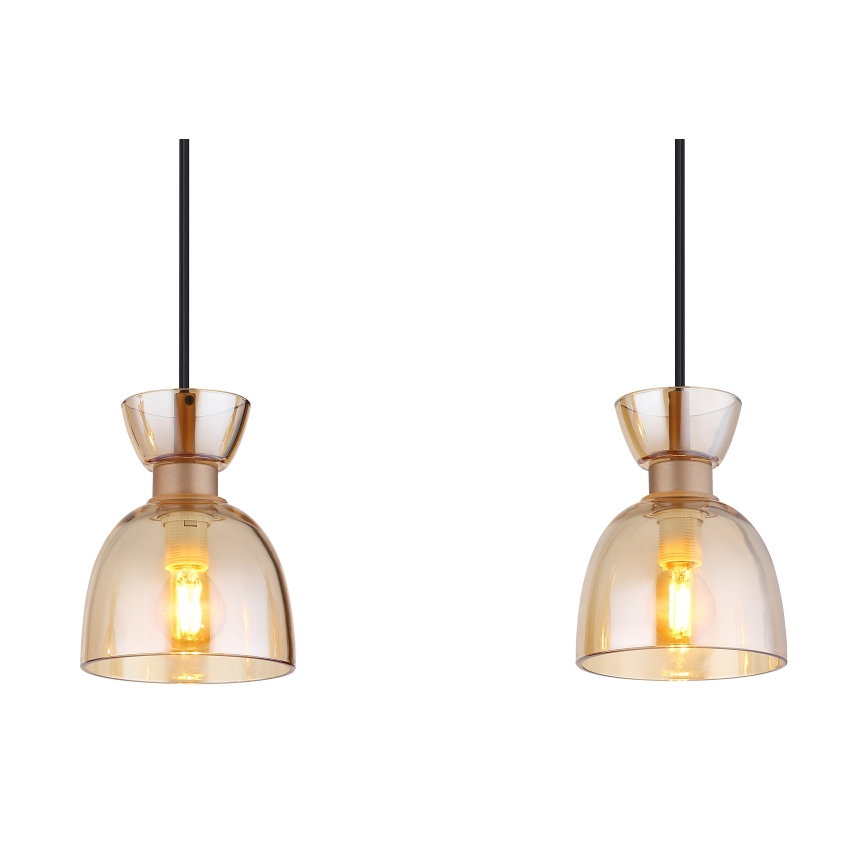 Lustră pe cablu Globo 3xE14/40W/230V maro/fumuriu