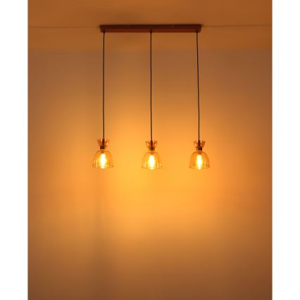 Lustră pe cablu Globo 3xE14/40W/230V maro/fumuriu