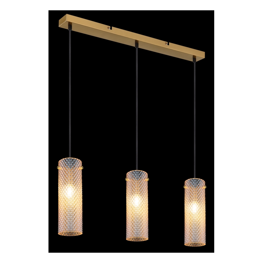 Lustră pe cablu Globo 3xE14/40W/230V auriu