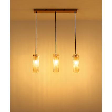 Lustră pe cablu Globo 3xE14/40W/230V auriu