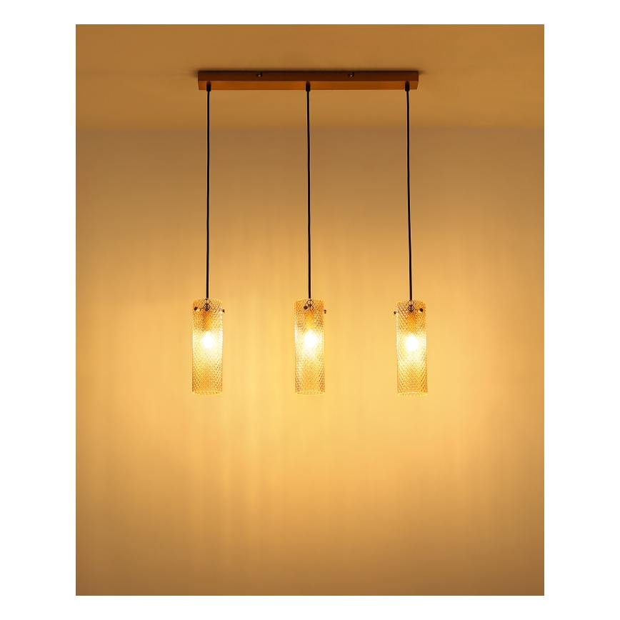Lustră pe cablu Globo 3xE14/40W/230V auriu