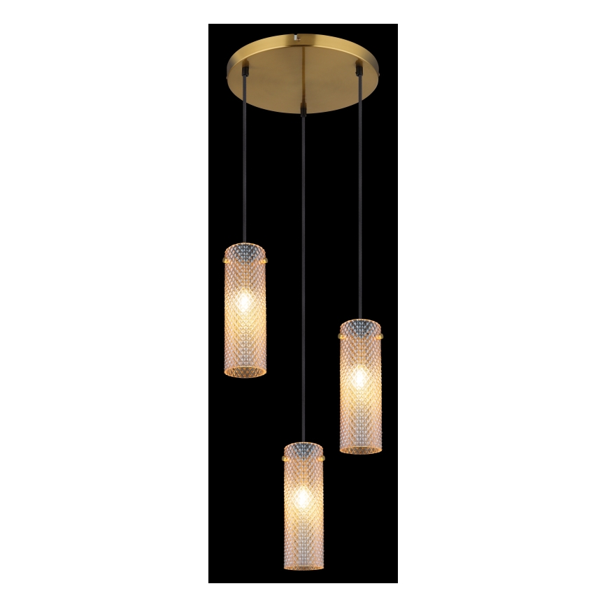 Lustră pe cablu Globo 3xE14/40W/230V auriu