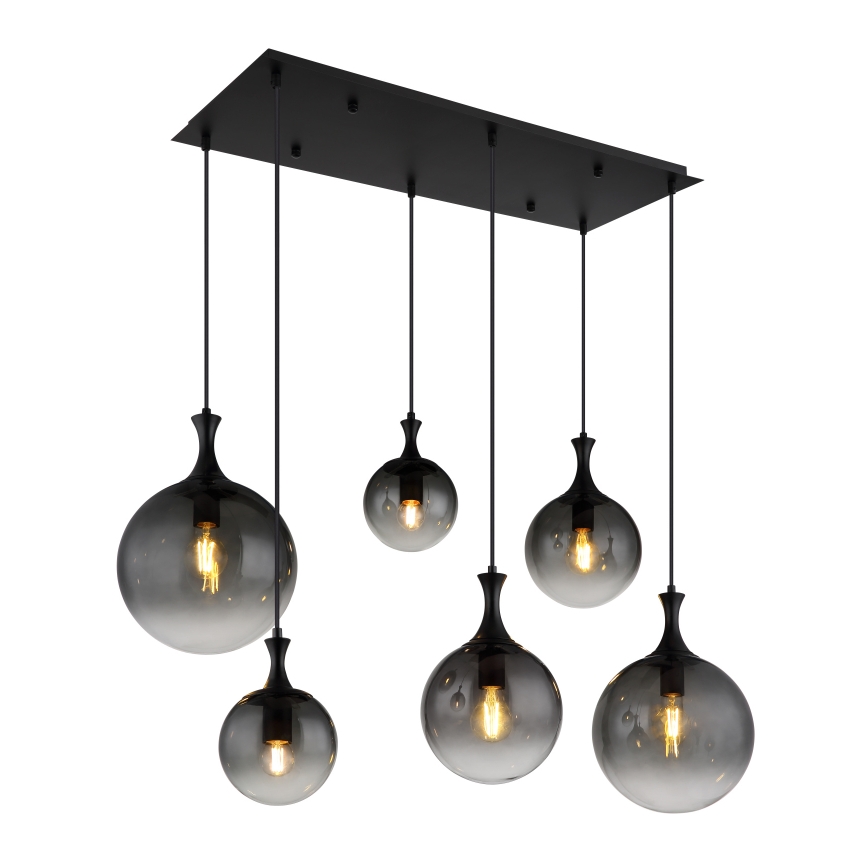 Lustră pe cablu Globo 6xE27/10W/230V negru