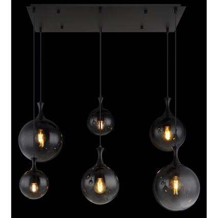 Lustră pe cablu Globo 6xE27/10W/230V negru