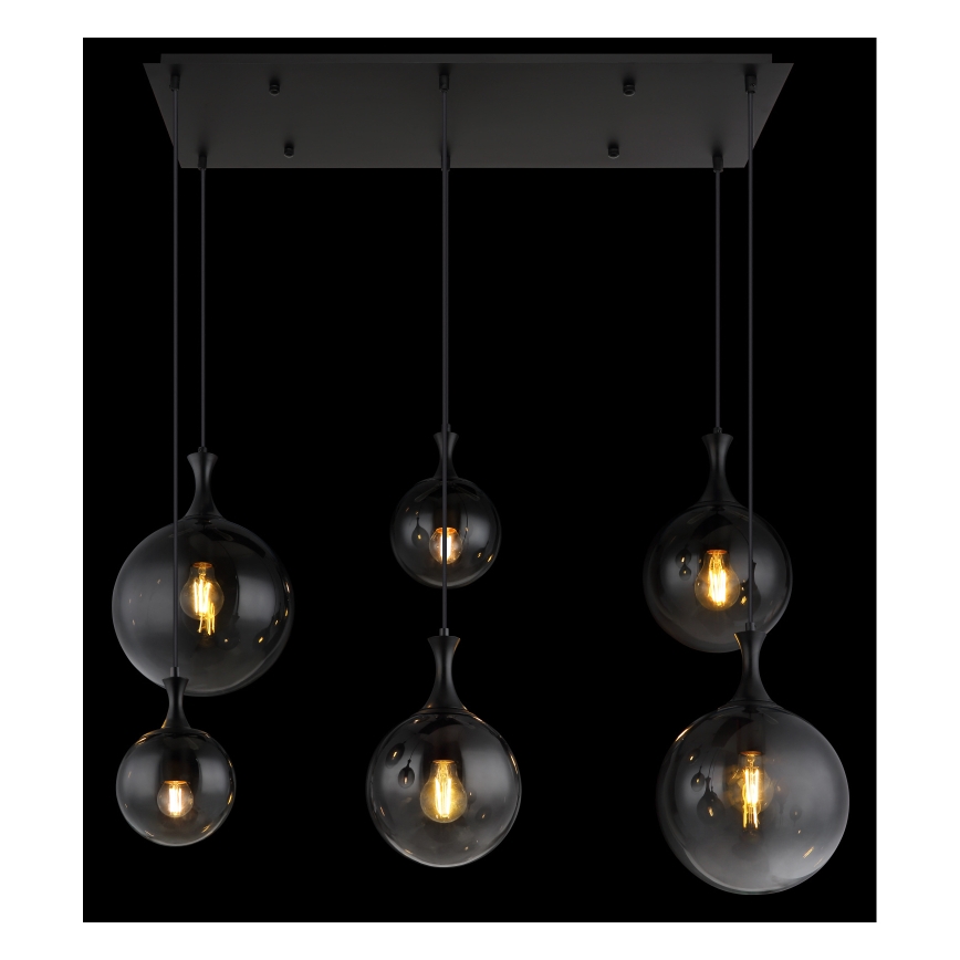Lustră pe cablu Globo 6xE27/10W/230V negru