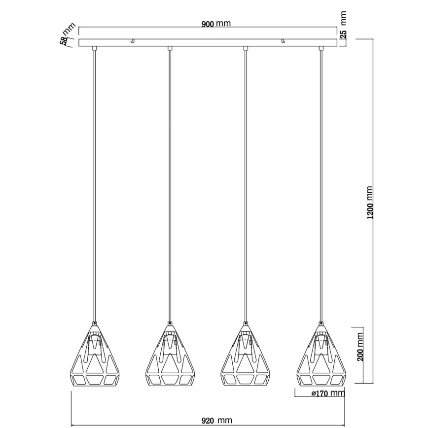 Lustră pe cablu Globo 4xE27/40W/230V