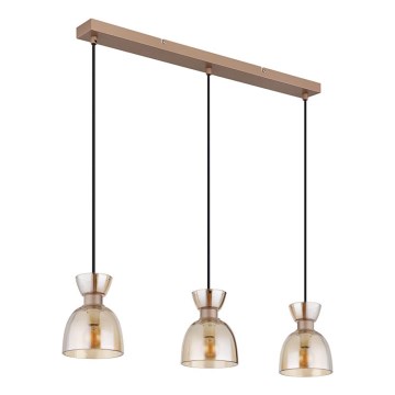 Lustră pe cablu Globo 3xE14/40W/230V maro/fumuriu