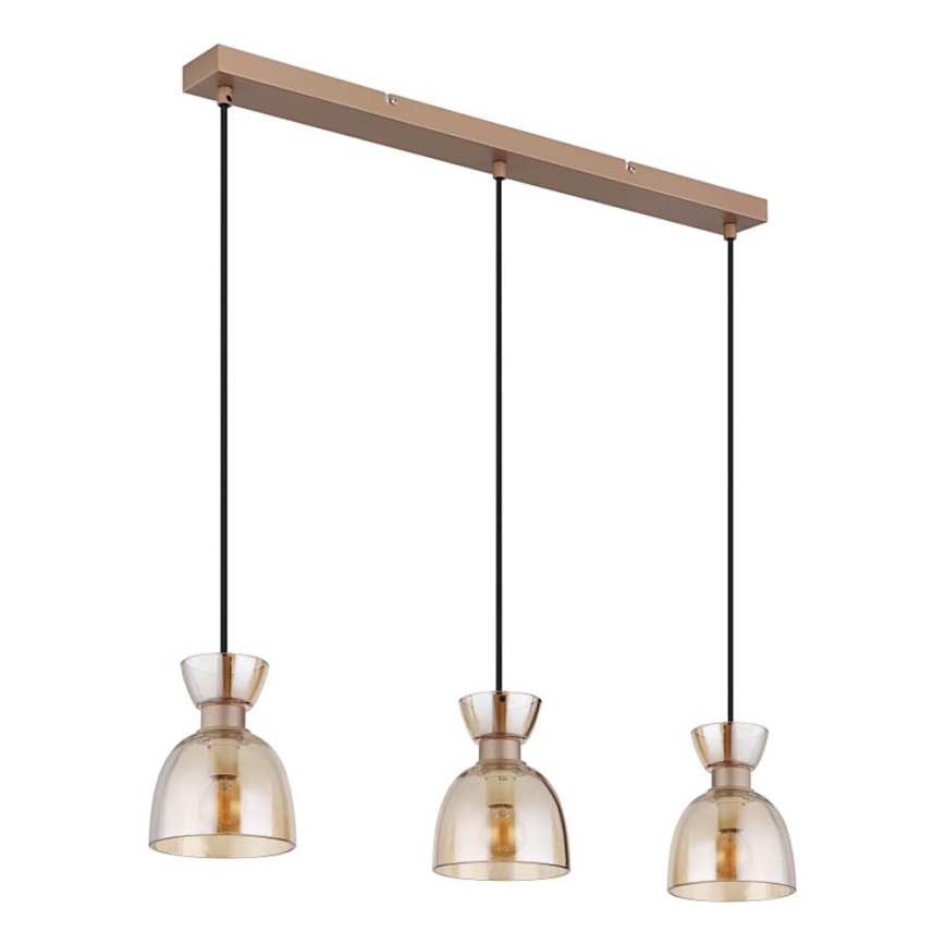 Lustră pe cablu Globo 3xE14/40W/230V maro/fumuriu