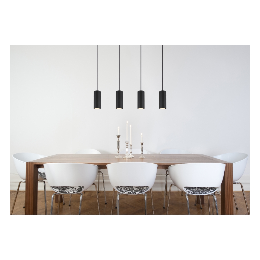 Lustră pe cablu Globo 4xGU10/25W/230V negru