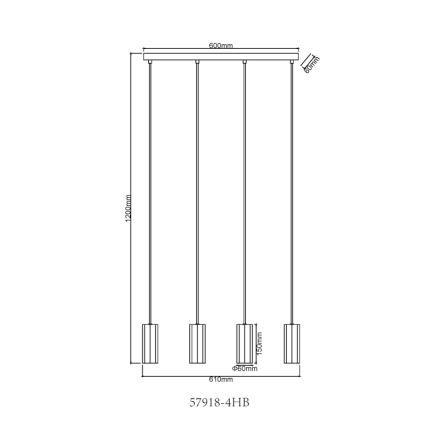 Lustră pe cablu Globo 4xGU10/25W/230V negru