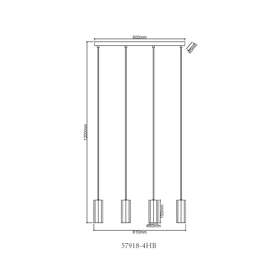Lustră pe cablu Globo 4xGU10/25W/230V negru