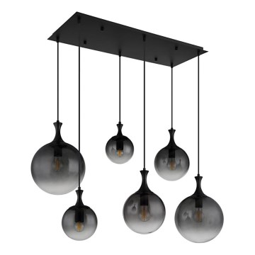 Lustră pe cablu Globo 6xE27/10W/230V negru