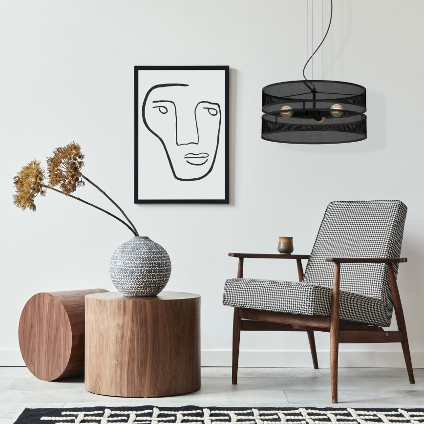 Lustră pe cablu GLUM 3xE27/60W/230V neagră