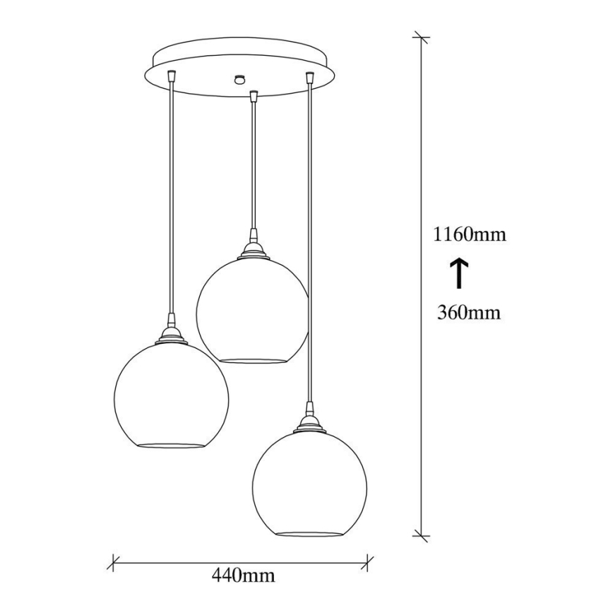 Lustră pe cablu GOLD 3xE27/40W/230V